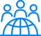 Icon-collaborate Three people icons behind a globe, symbolizing global teamwork and international collaboration.