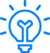 Icon-innovate Blue lightbulb icon representing an idea or innovation with surrounding rays of light, symbolizing creativity